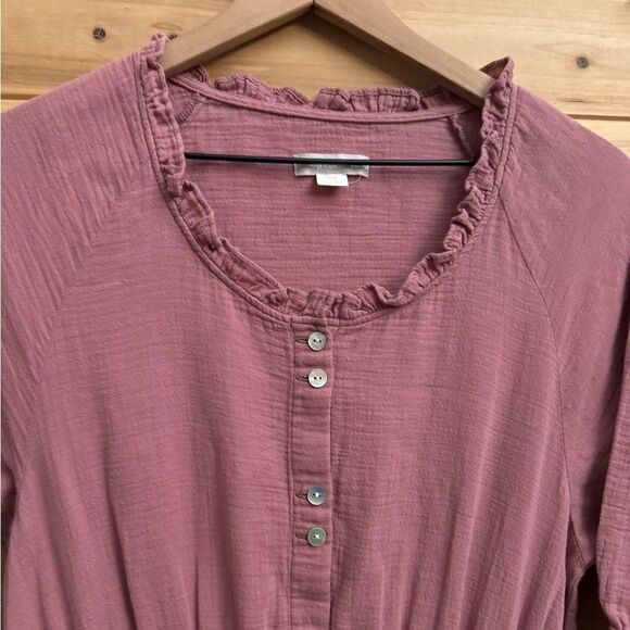 Outerknown Size Medium Organic Cotton Oydssey Peasant Tiered Midi Dress - Picture 5 of 13